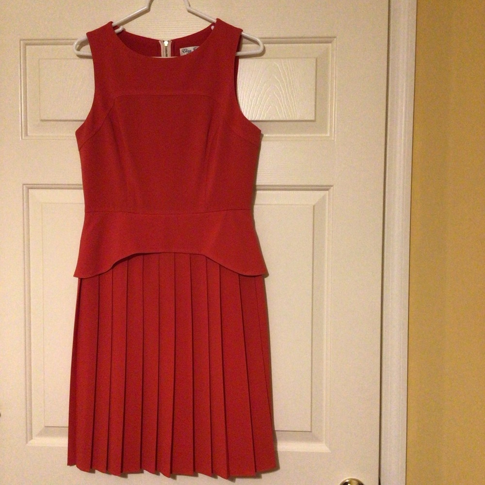 Eliza J Royal Collection Red Sleeveless Size 8 Peplum Pleated  Dress